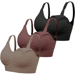 image:imageMakeMeChic 3 Pack Womens Comfortable Ruched Wireless Nursing Bras