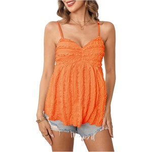 image:imageMakeMeChic Womens Maternity Babydoll Tank Tops Peplum Ruffle Cami Top  Cute Maternity Tops Maternity Shirts Sleeveless Summer Clothes PregnancyOrange