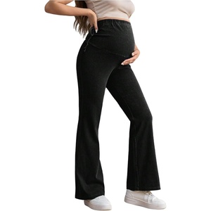 image:imageMakeMeChic Womens Maternity Jeans Elastic High Waisted Flared Leg Pregnancy Denim PantsBlack