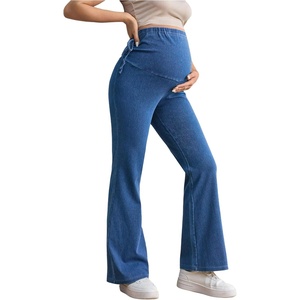 image:imageMakeMeChic Womens Maternity Jeans Elastic High Waisted Flared Leg Pregnancy Denim PantsBlue