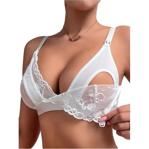 image:imageMakeMeChic Womens Nursing Bras for Breastfeeding Lace Maternity Lingerie  Breastfeeding Lace Nursing Bralette Bodily Nursing Bra Brasier De Lactancia MaternaWhite